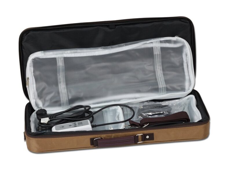 Profesionalus nešiojamas krepšys akmenims ir bambukui šildyti, rudos spalvos