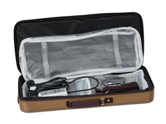 Profesionalus nešiojamas krepšys akmenims ir bambukui šildyti, rudos spalvos